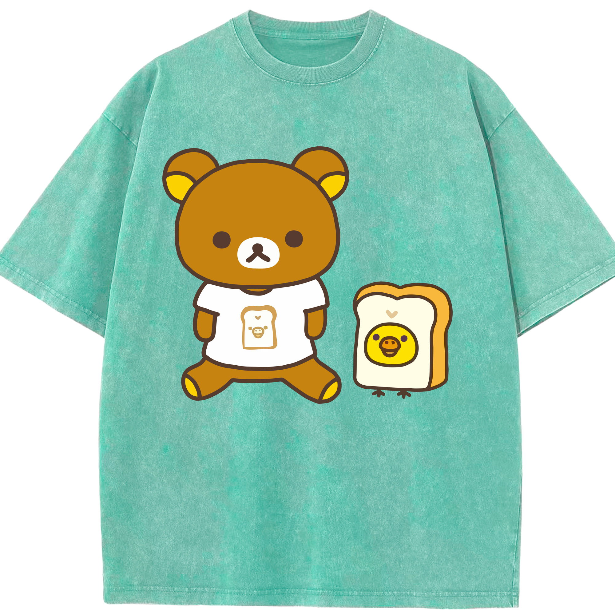 （画像用） リラックマ リラックマ キイロイトリ Rilakkuma Korilakkuma Kiiroitori 綿100% ヴィンテージ風 半袖Tシャツ（フロントプリント）